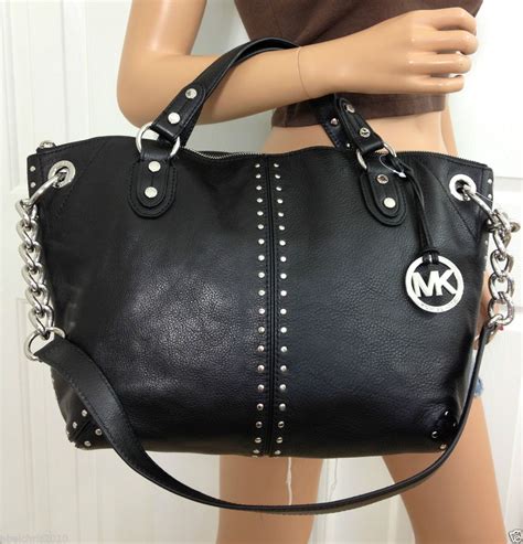 silver michael kors purse|michael kors medium black silver.